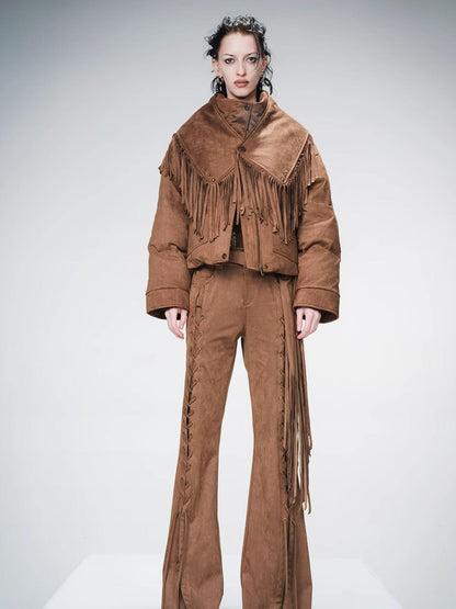 UpdateNN NORTH NODE Detachable Fringe Down Jacket With White Duck Feathers