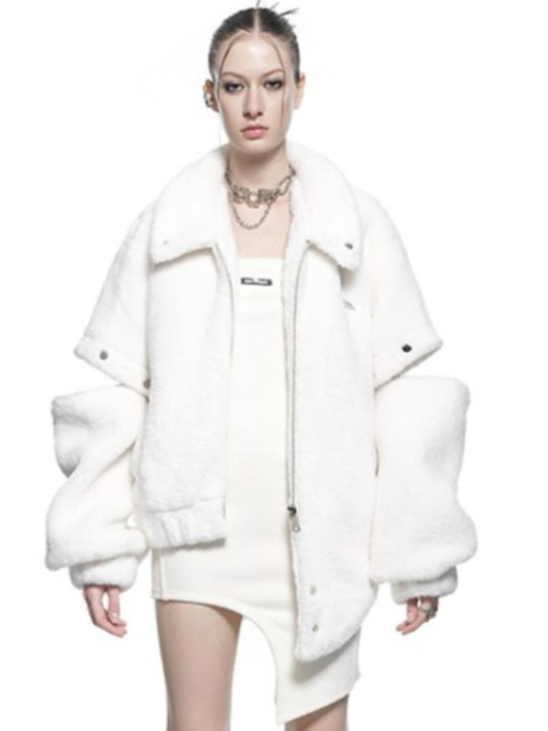 UpdateNN NORTH NODE Detachable Sleeve Fur Coat Convertible Vest