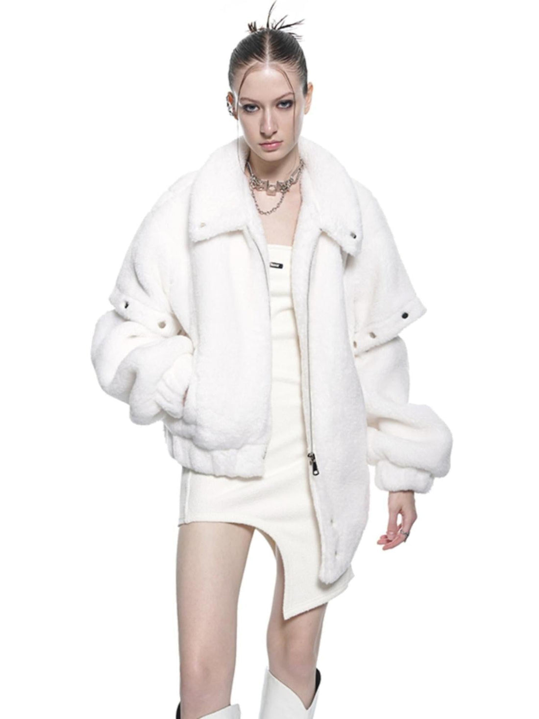 UpdateNN NORTH NODE Detachable Sleeve Fur Coat Convertible Vest