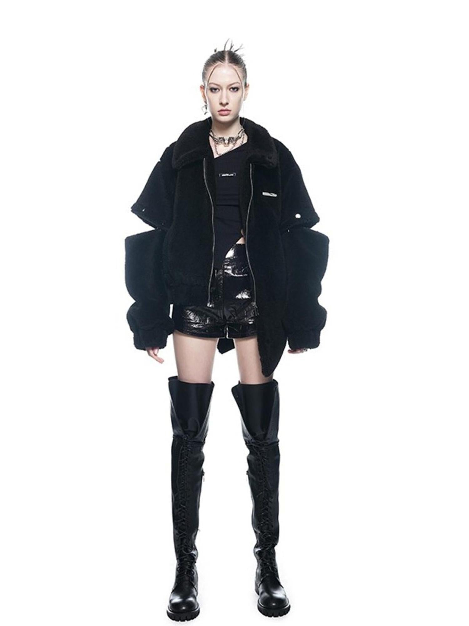 UpdateNN NORTH NODE Detachable Sleeve Fur Coat Convertible Vest