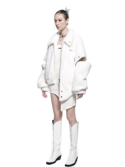 UpdateNN NORTH NODE Detachable Sleeve Fur Coat Convertible Vest