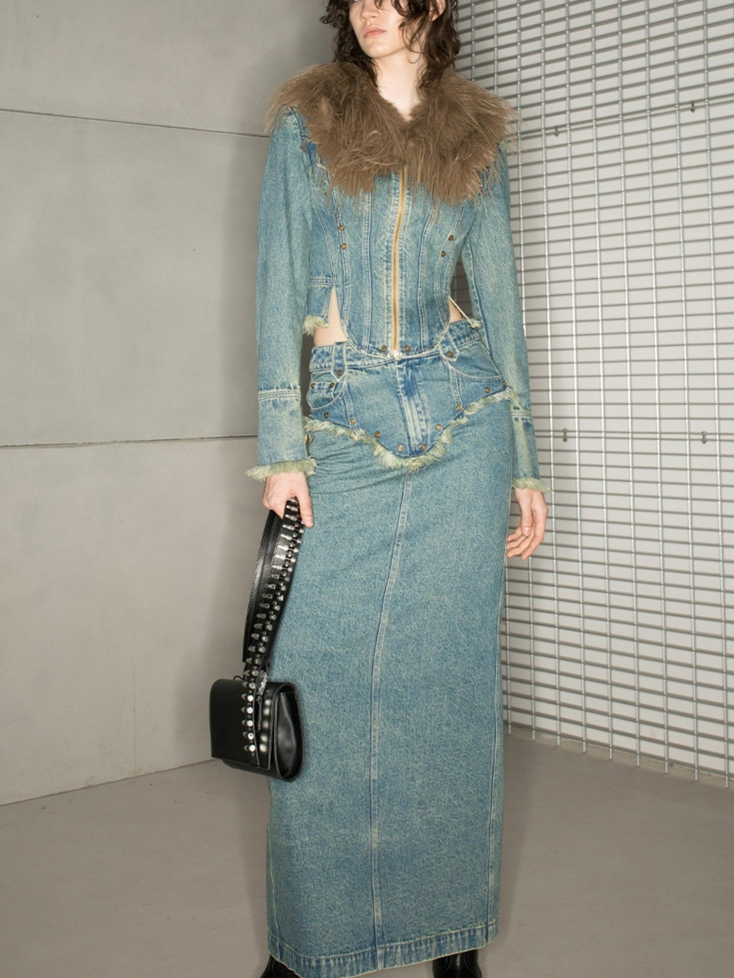 NN NORTH NODE Distressed Frayed Denim Set 2024 Ss