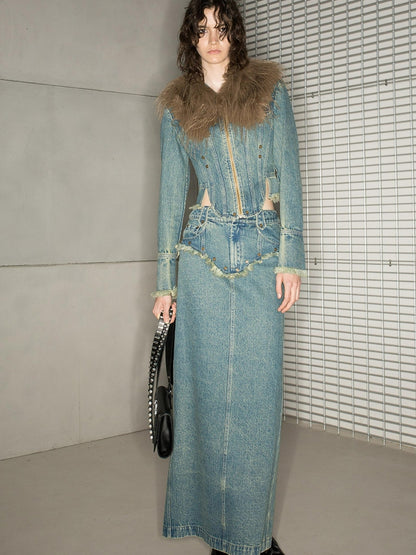 NN NORTH NODE Distressed Frayed Denim Set 2024 Ss