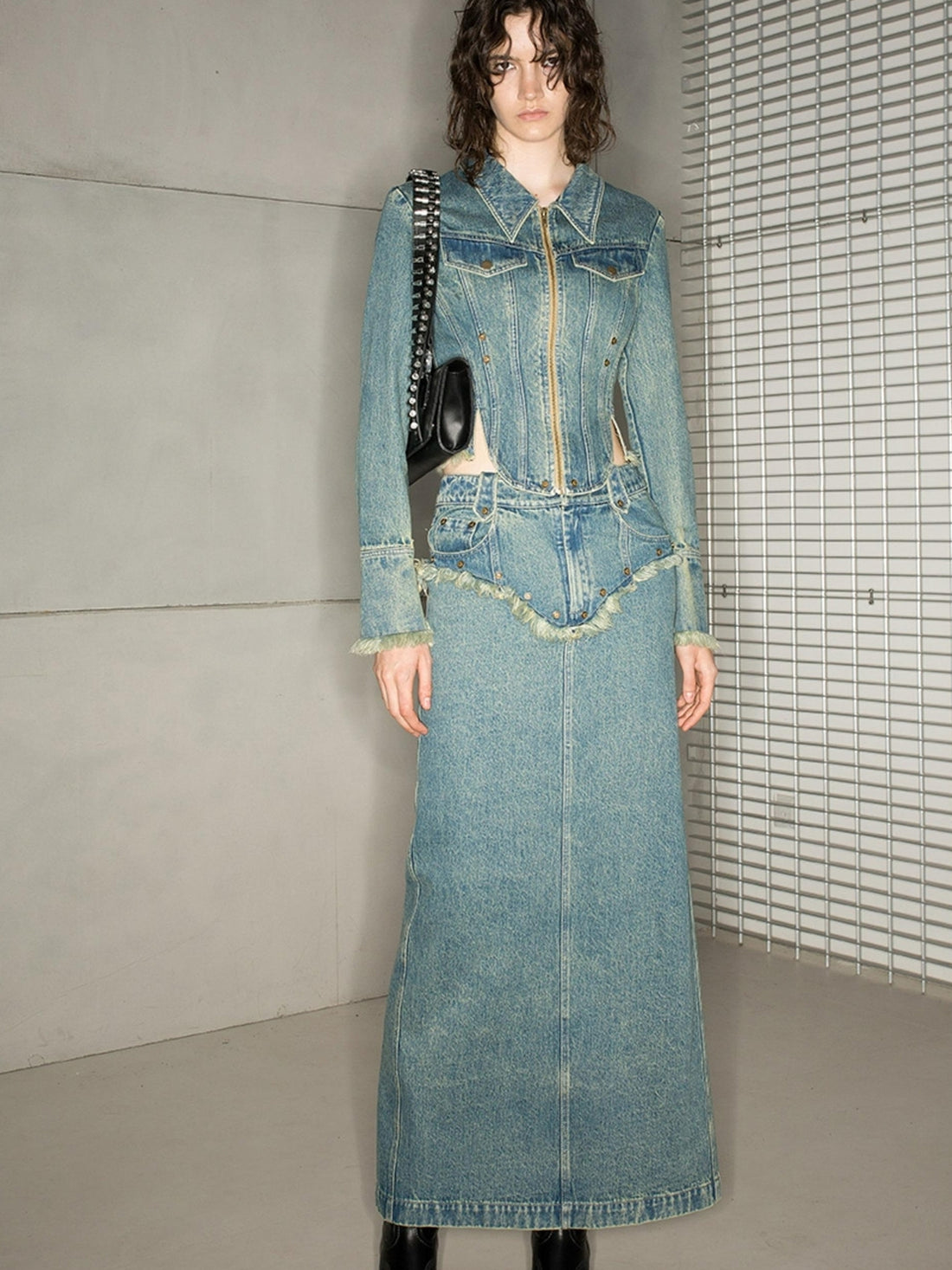NN NORTH NODE Distressed Frayed Denim Set 2024 Ss