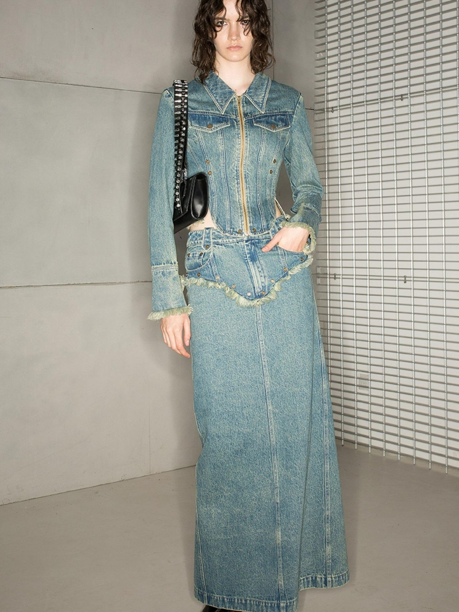 NN NORTH NODE Distressed Frayed Denim Set 2024 Ss