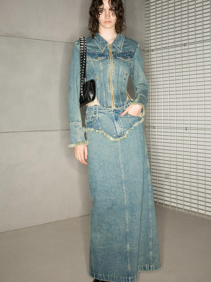 NN NORTH NODE Distressed Frayed Denim Set 2024 Ss