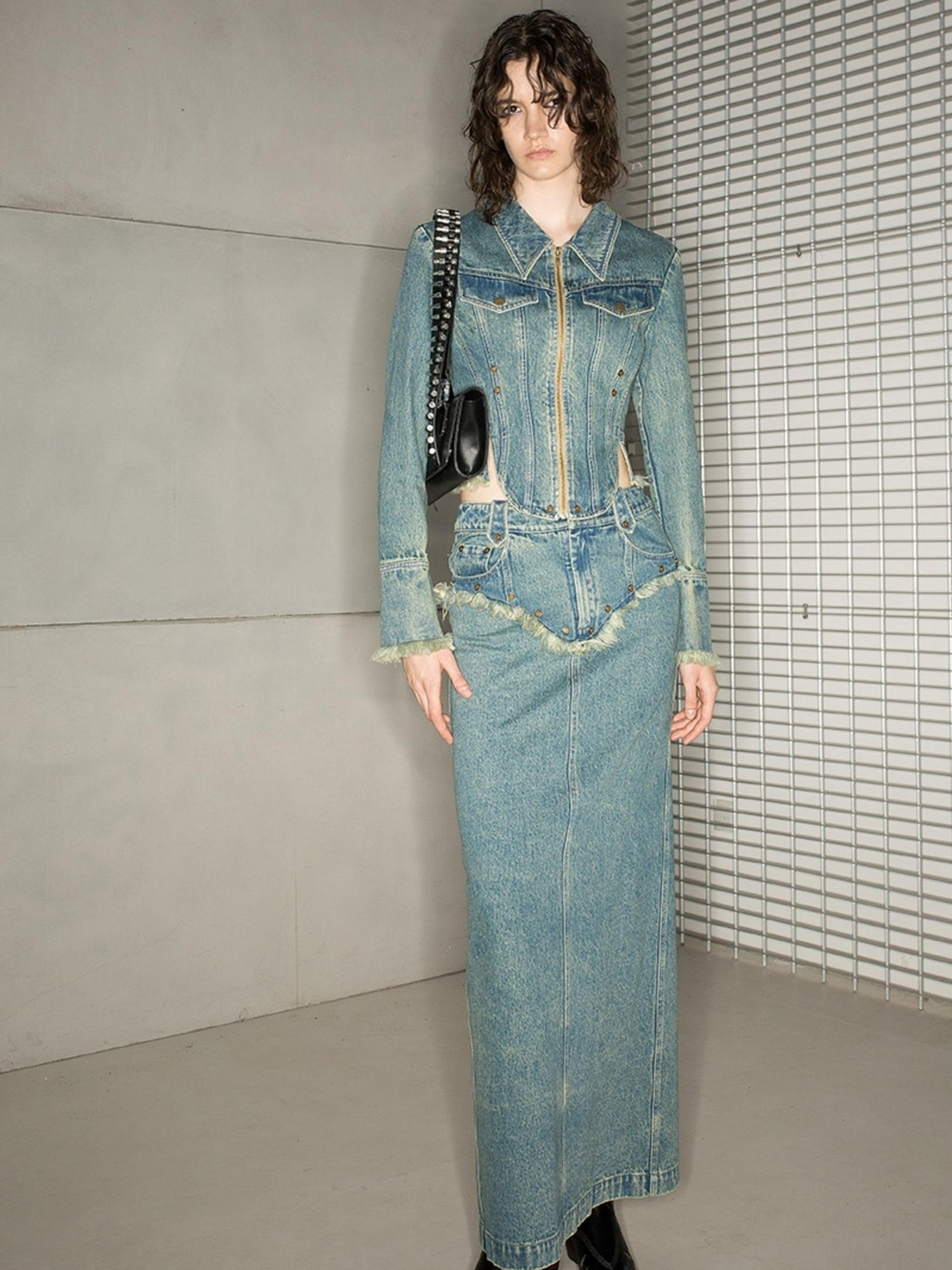 NN NORTH NODE Distressed Frayed Denim Set 2024 Ss