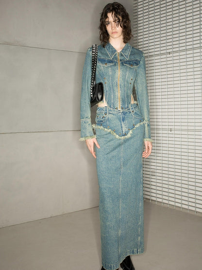 NN NORTH NODE Distressed Frayed Denim Set 2024 Ss