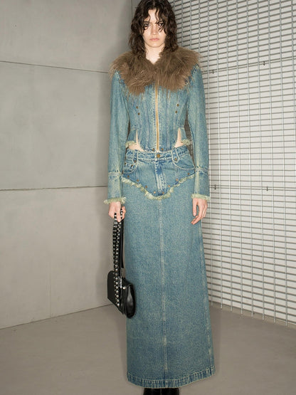 NN NORTH NODE Distressed Frayed Denim Set 2024 Ss
