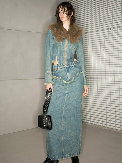 NN NORTH NODE Distressed Frayed Denim Set 2024 Ss