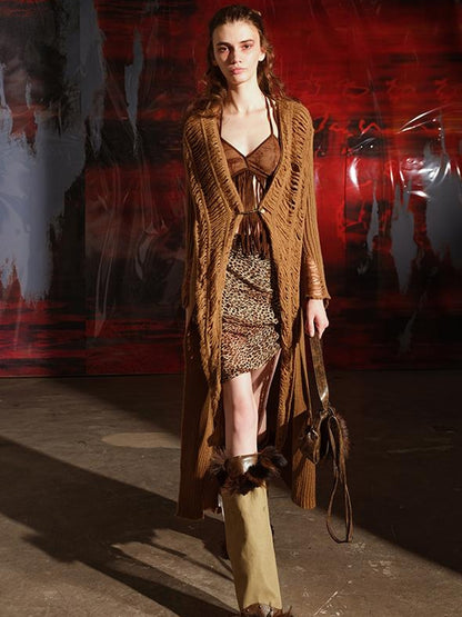 UpdateNN NORTH NODE Distressed Knit Cardigan With Laddered Details