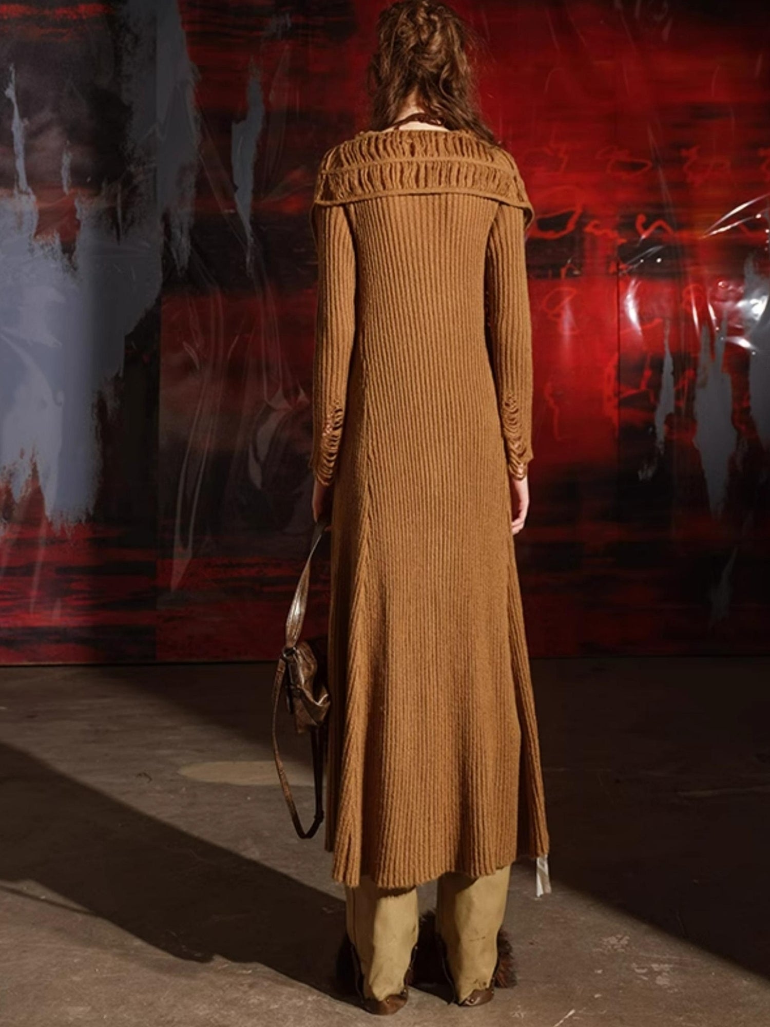 UpdateNN NORTH NODE Distressed Knit Cardigan With Laddered Details