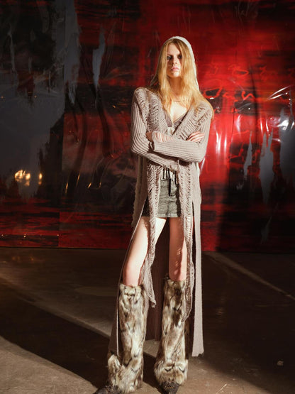 UpdateNN NORTH NODE Distressed Knit Cardigan With Laddered Details