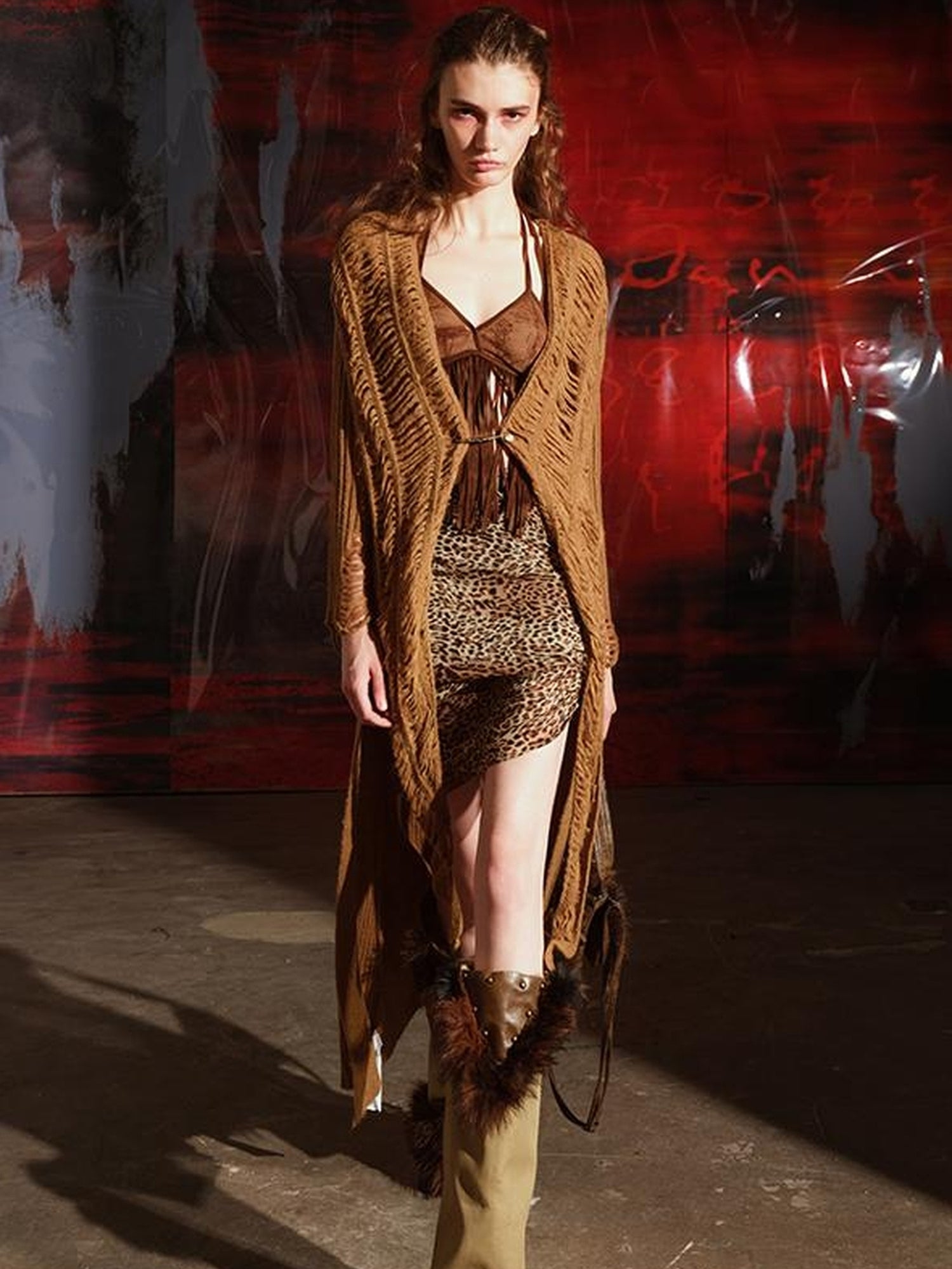 UpdateNN NORTH NODE Distressed Knit Cardigan With Laddered Details