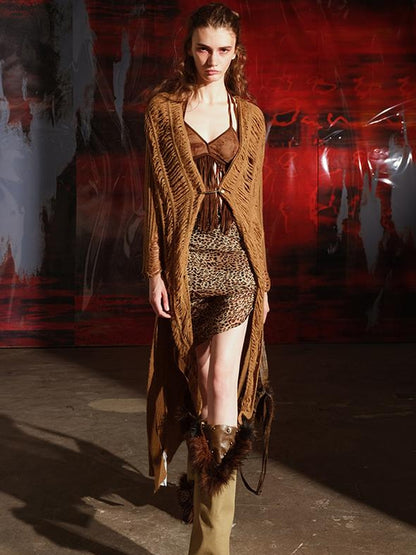 UpdateNN NORTH NODE Distressed Knit Cardigan With Laddered Details