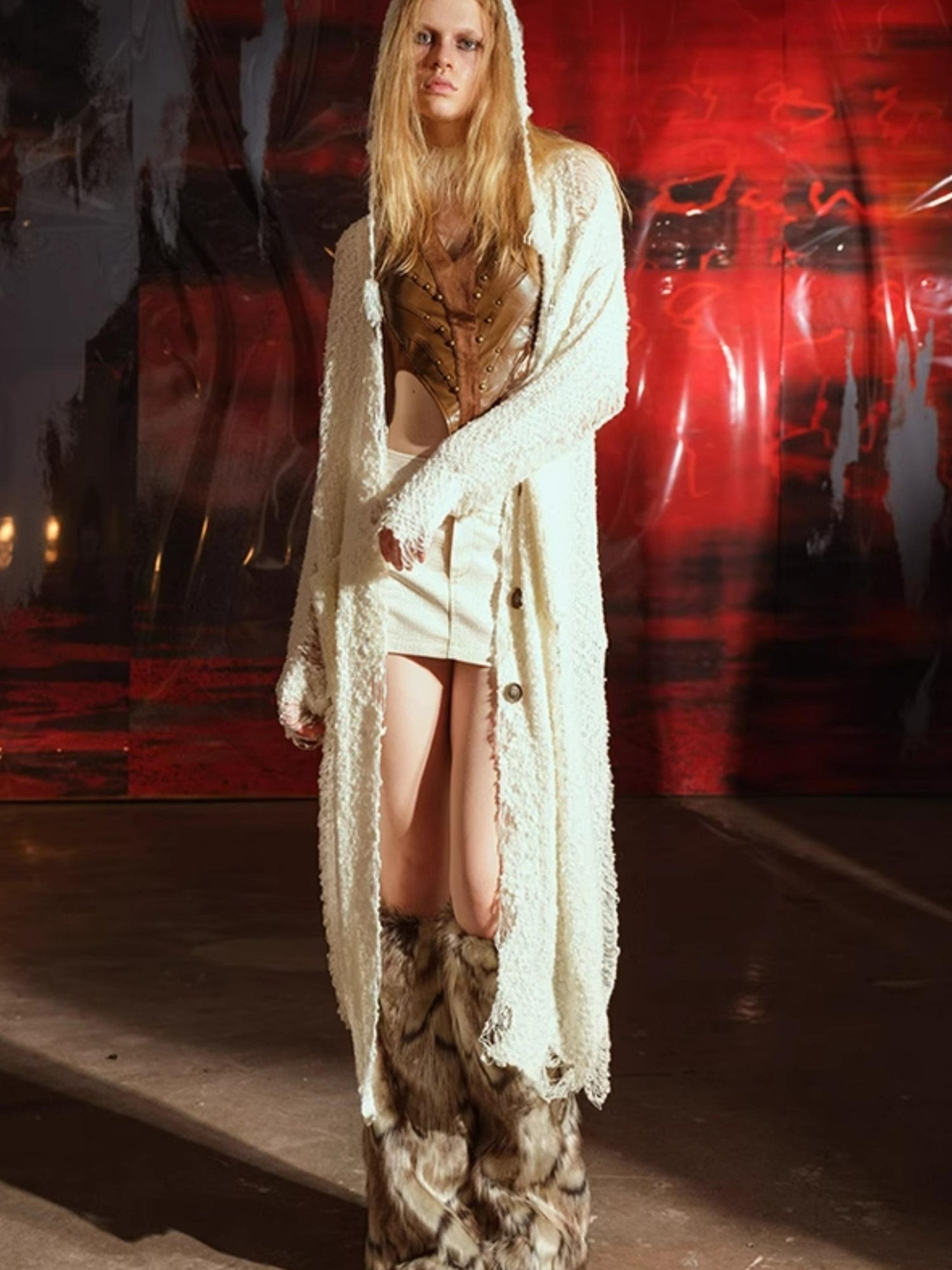 UpdateNN NORTH NODE Distressed Knit Cardigan With Thermal Consideration