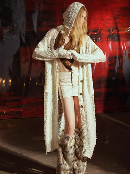 UpdateNN NORTH NODE Distressed Knit Cardigan With Thermal Consideration