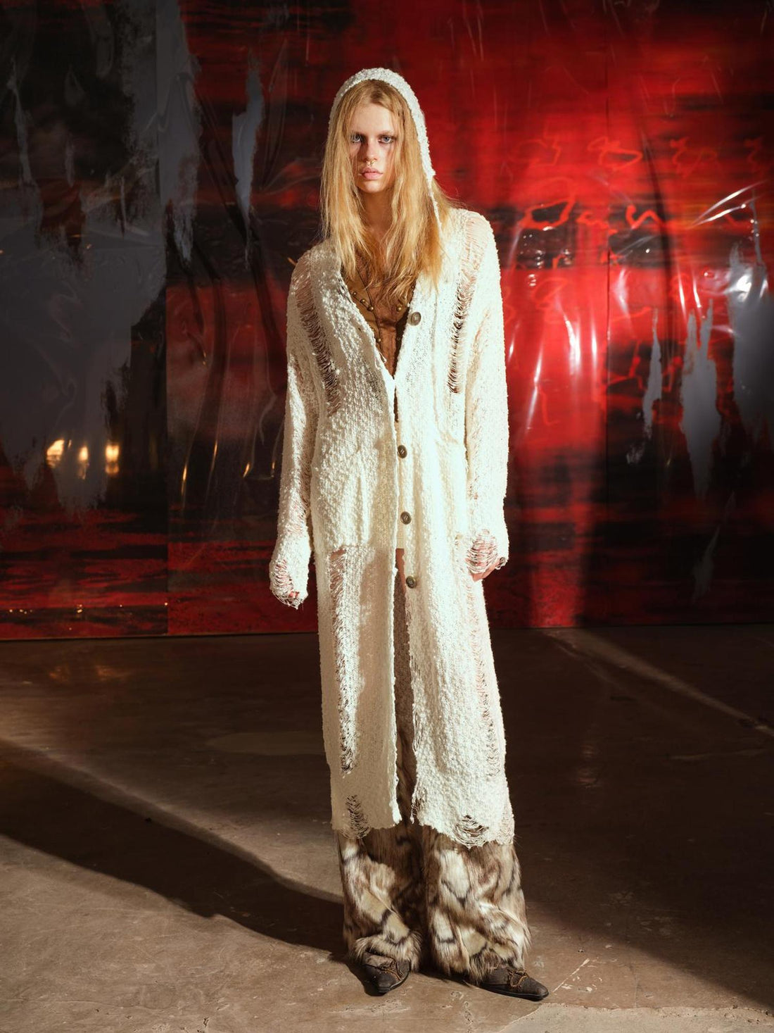 UpdateNN NORTH NODE Distressed Knit Cardigan With Thermal Consideration