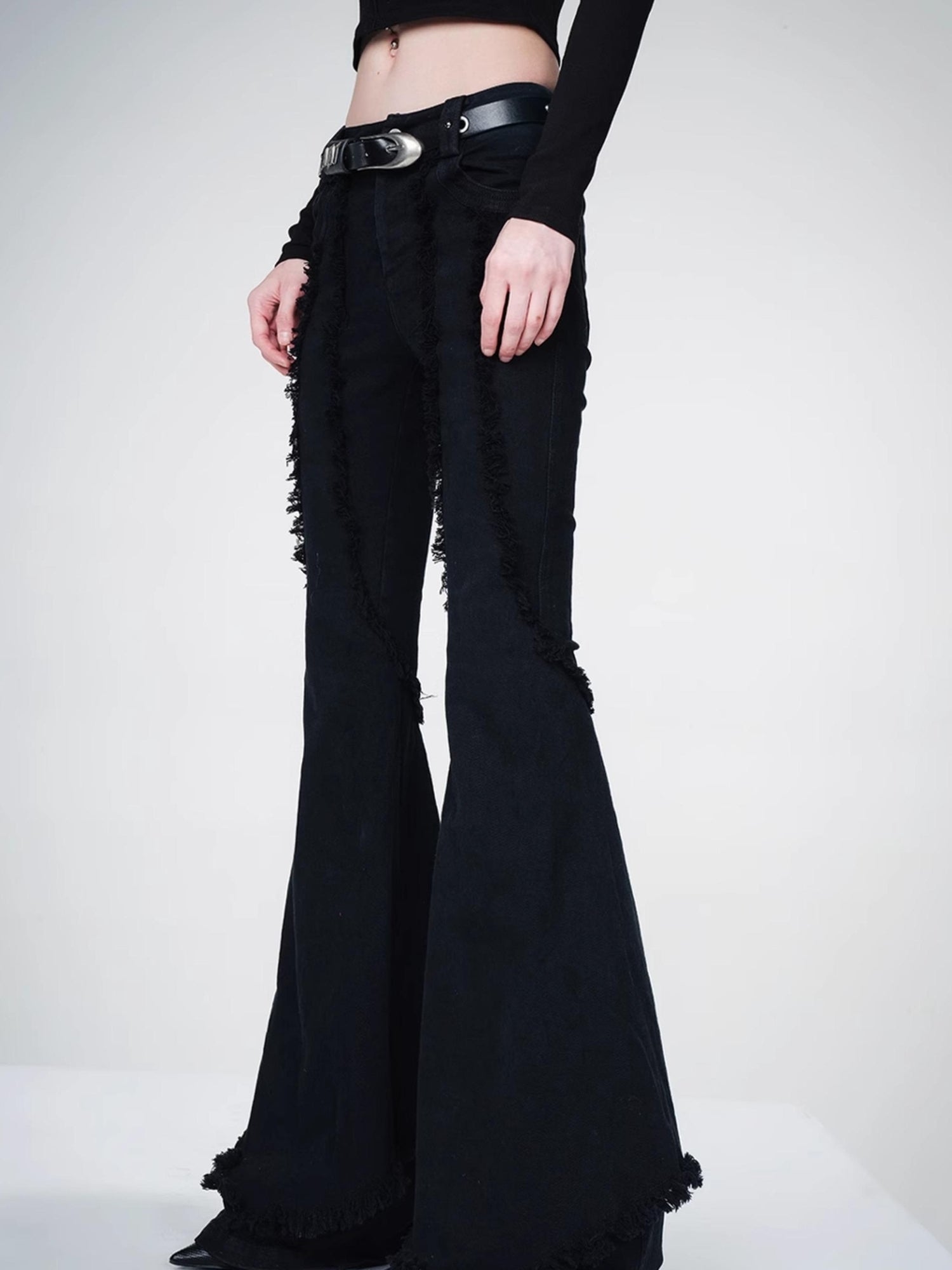 NN NORTH NODE Distressed Slim Fit Flared Denim Trousers