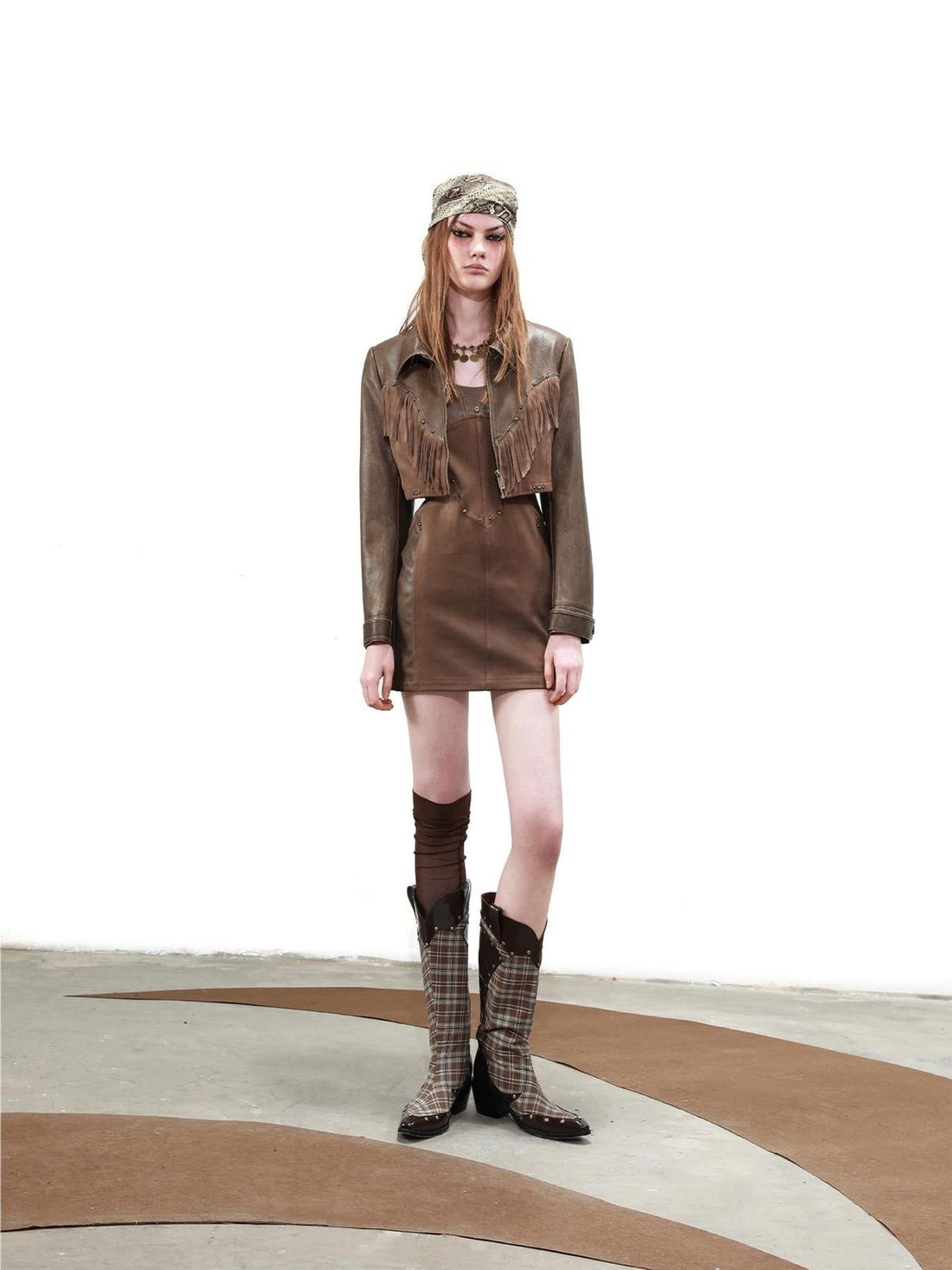 UpdateNN NORTH NODE Distressed Suede Fringe Cropped Leather Jacket