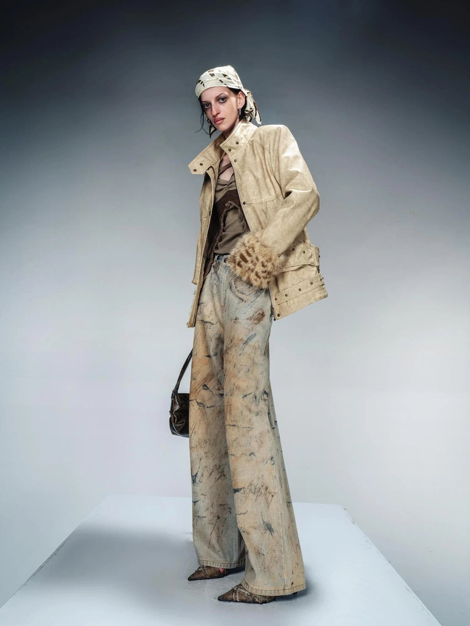 Distressed Wide Leg Denim Pants