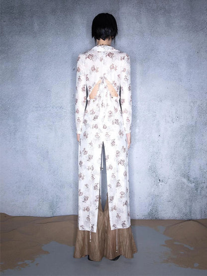 Elastic Mesh Sheer Long Kimono With Adjustable Tie