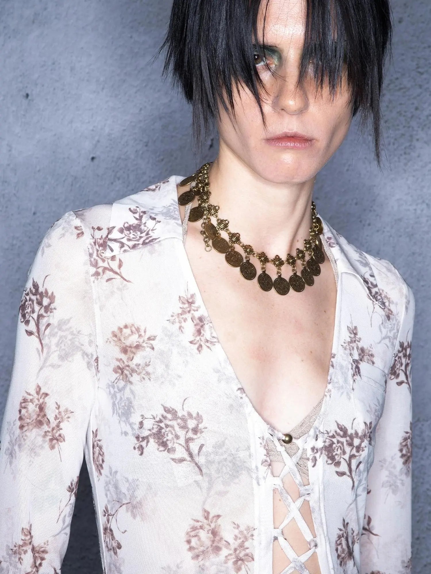 Elastic Mesh Sheer Long Kimono With Adjustable Tie