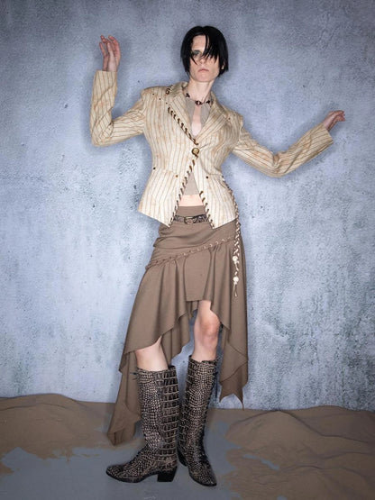 Emberglow Dawn Nomadic Tassel Tie Tailored Blazer