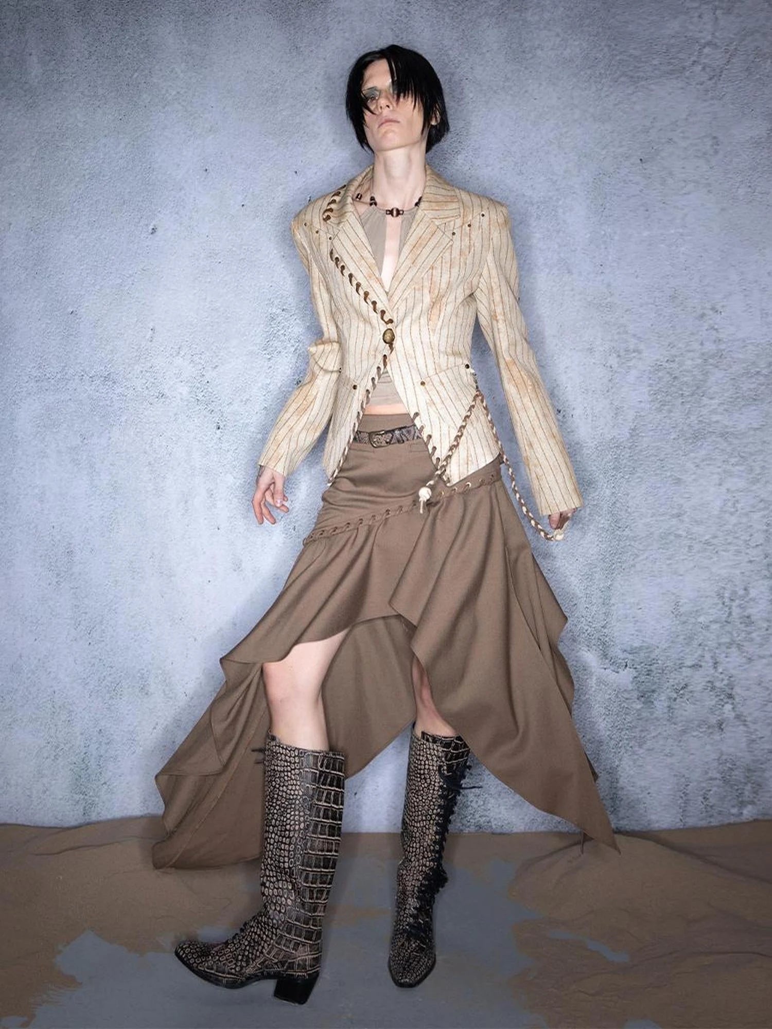 Emberglow Dawn Nomadic Tassel Tie Tailored Blazer