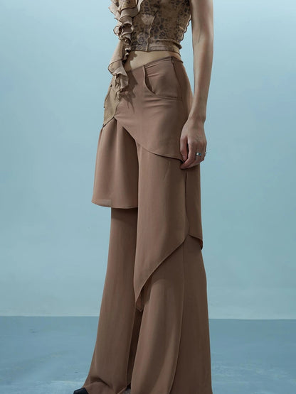 Ethereal Threads Asymmetric Chiffon Palazzo Pants
