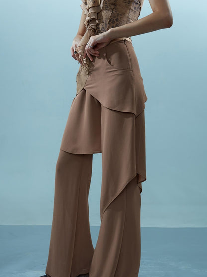 NN NORTH NODE Ethereal Threads Asymmetric Chiffon Palazzo Pants