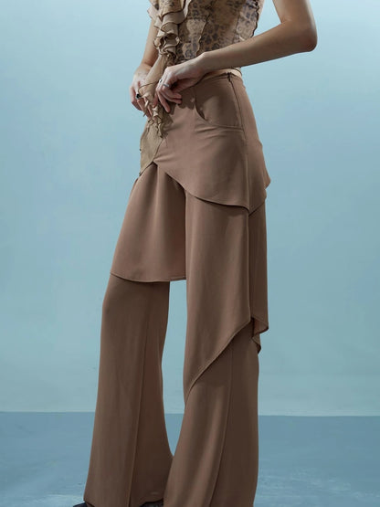 Ethereal Threads Asymmetric Chiffon Palazzo Pants