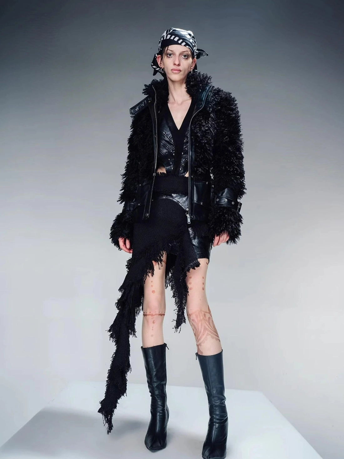 Faux Fur Lined Short Jacket With Crystal Velvet Interior