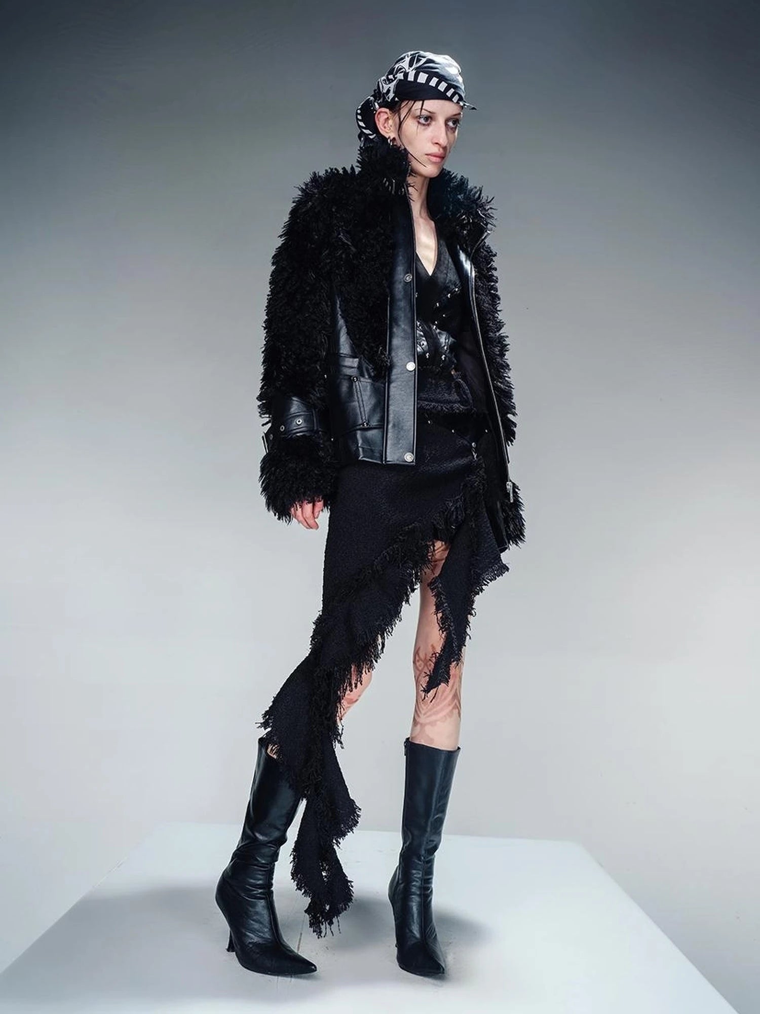 Faux Fur Lined Short Jacket With Crystal Velvet Interior