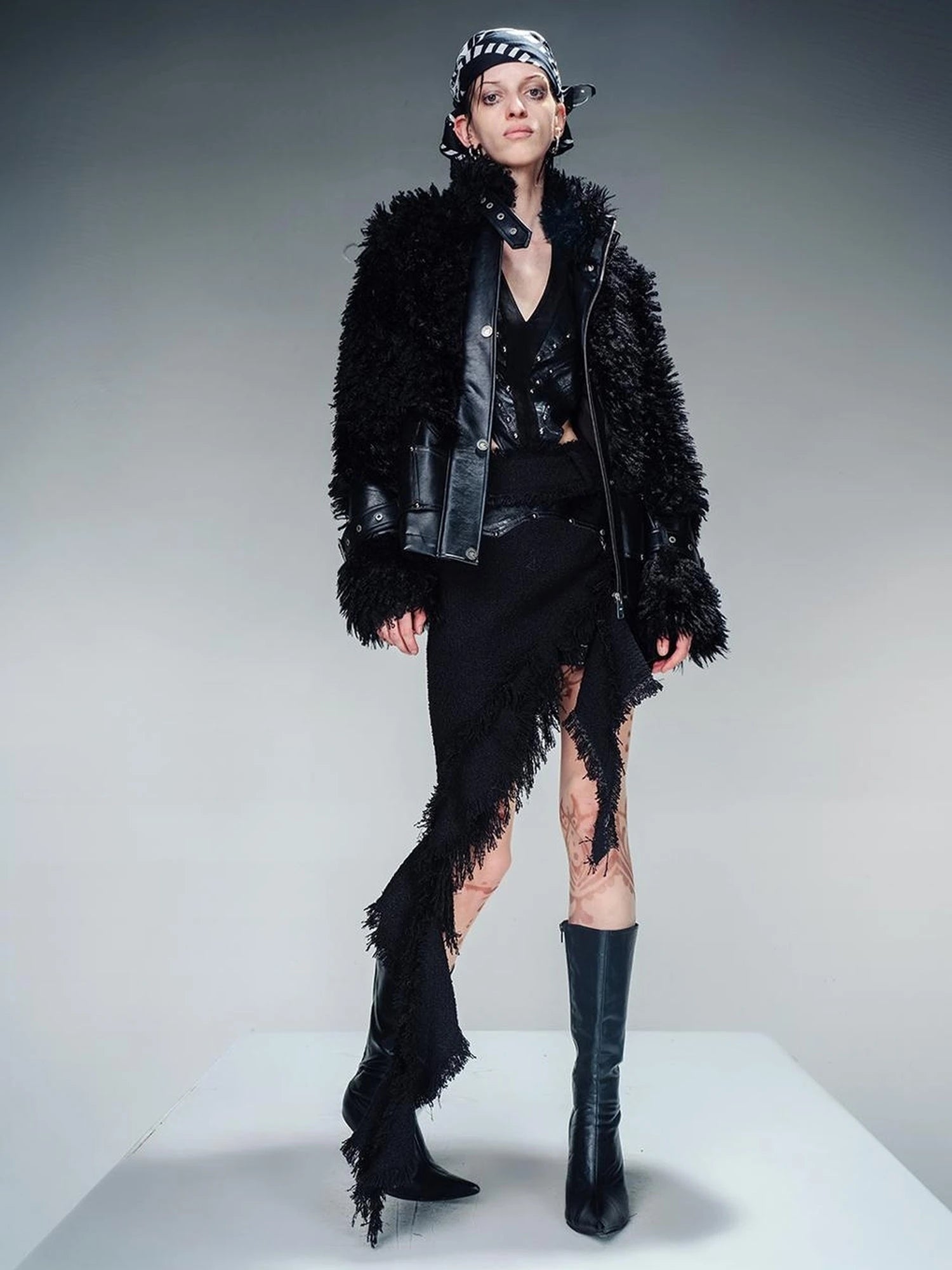 Faux Fur Lined Short Jacket With Crystal Velvet Interior