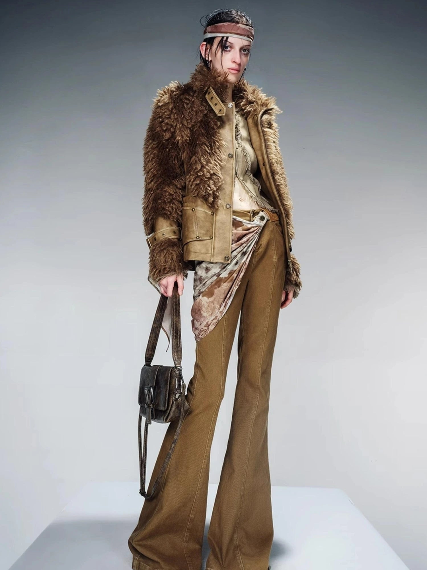 Faux Fur Lined Short Jacket With Crystal Velvet Interior