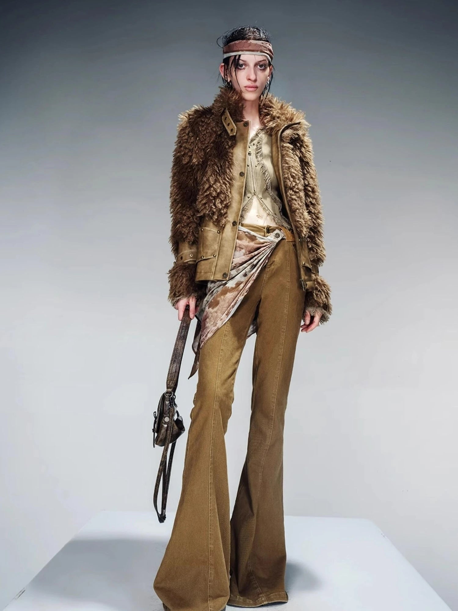 Faux Fur Lined Short Jacket With Crystal Velvet Interior