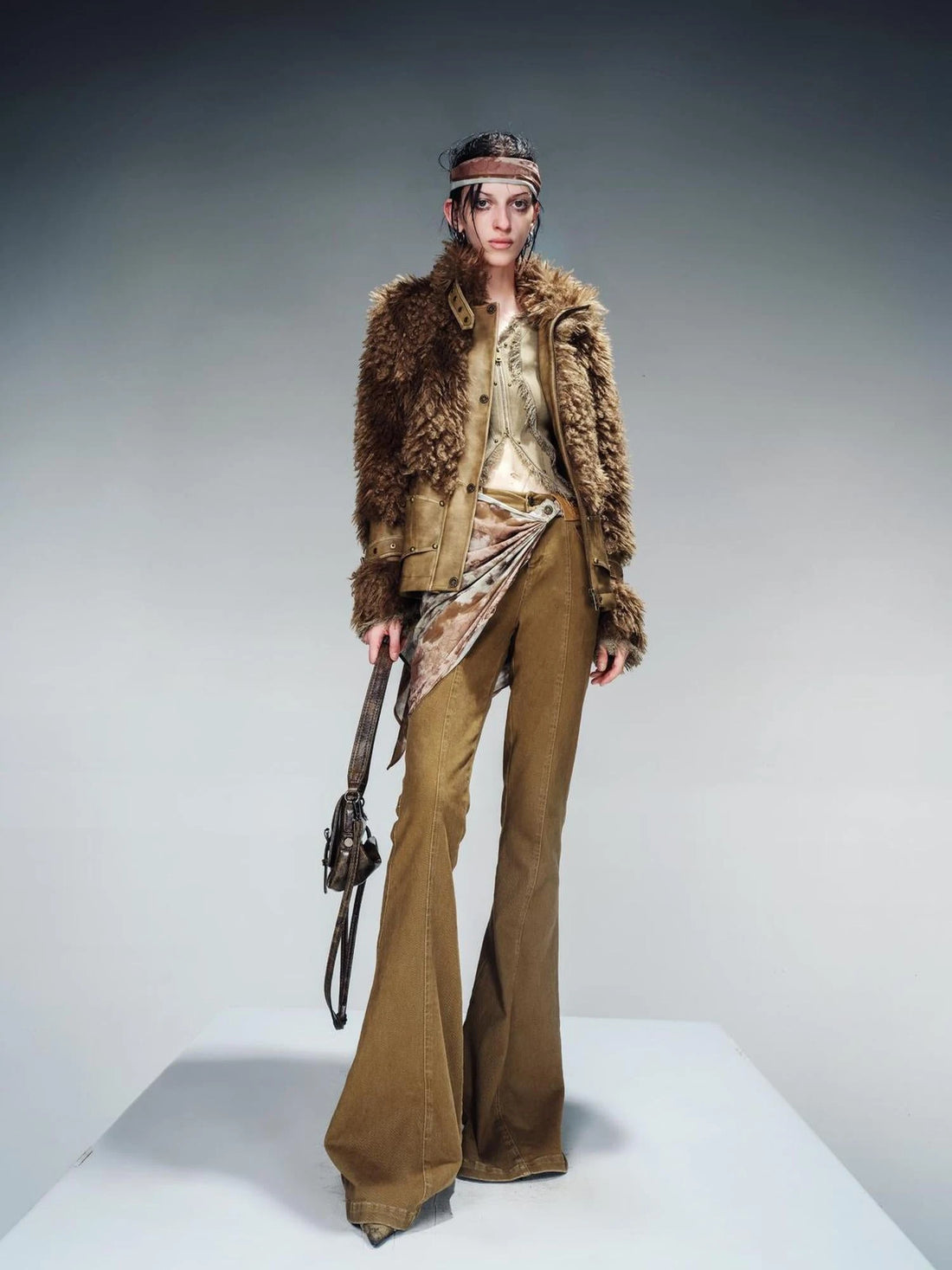 Faux Fur Lined Short Jacket With Crystal Velvet Interior