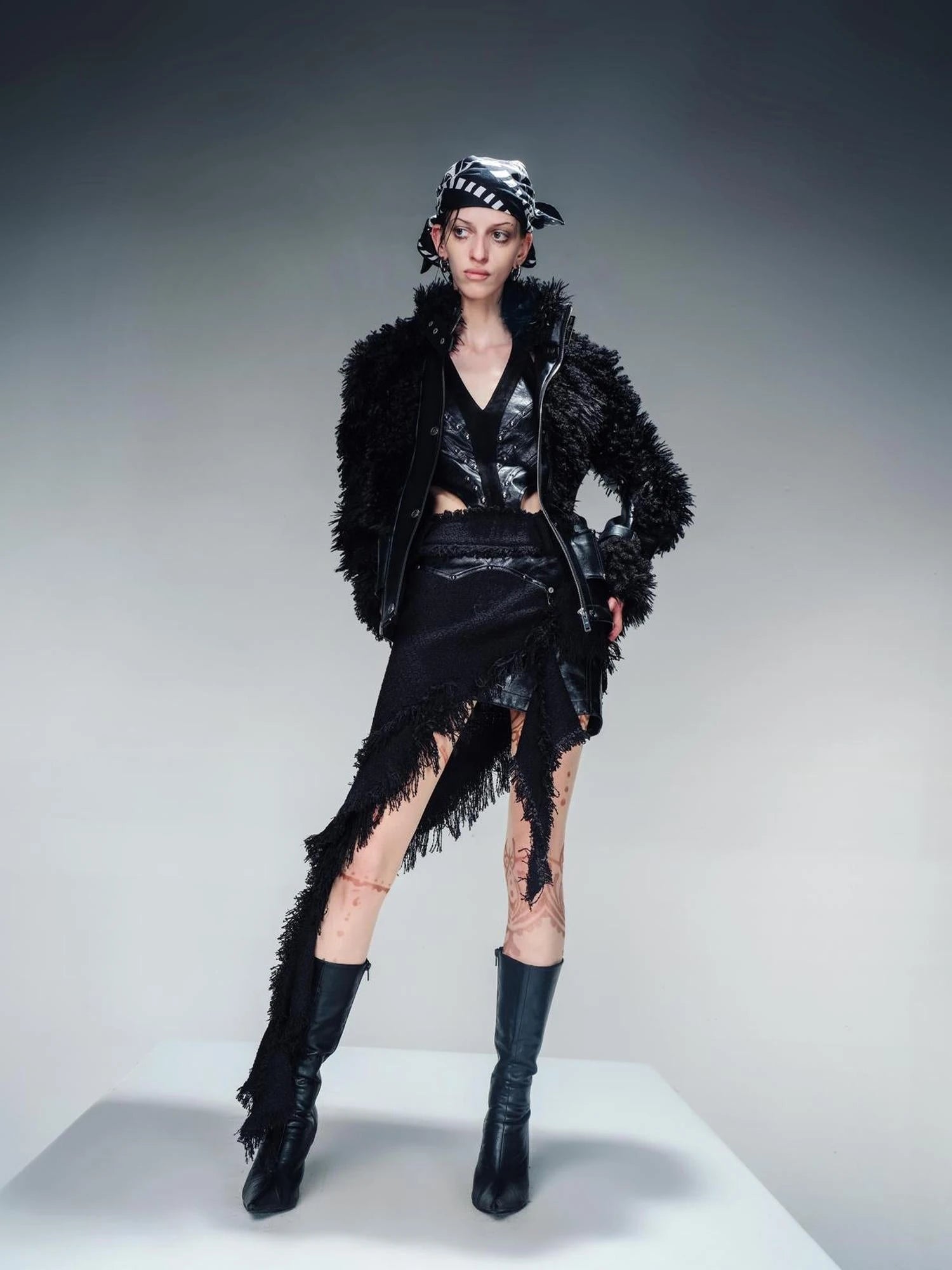 Faux Fur Lined Short Jacket With Crystal Velvet Interior