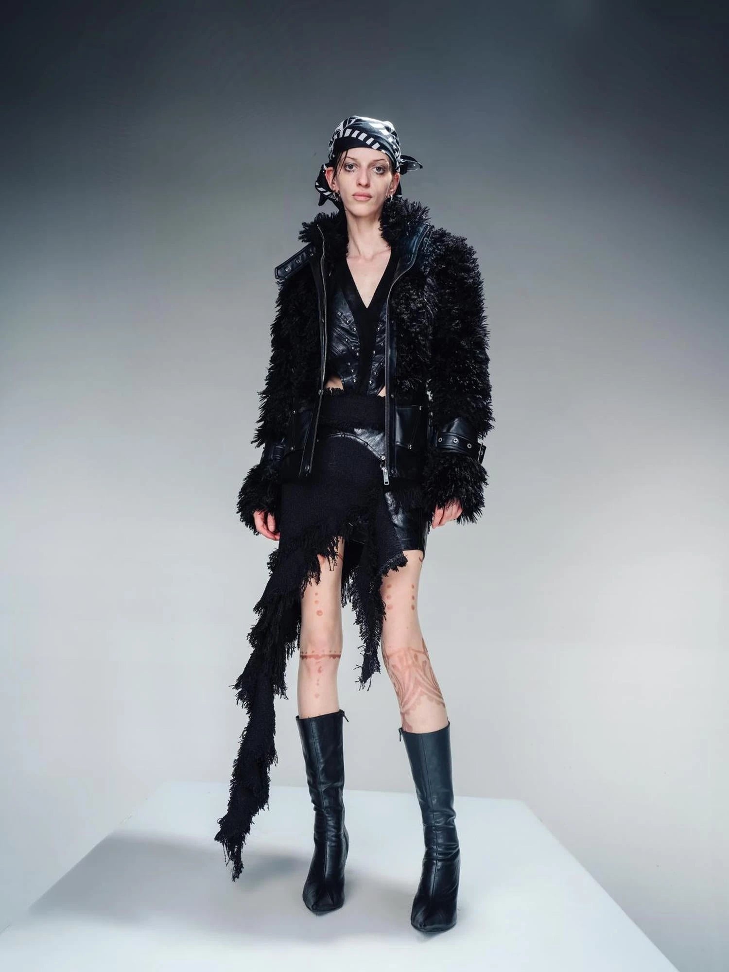 Faux Fur Lined Short Jacket With Crystal Velvet Interior