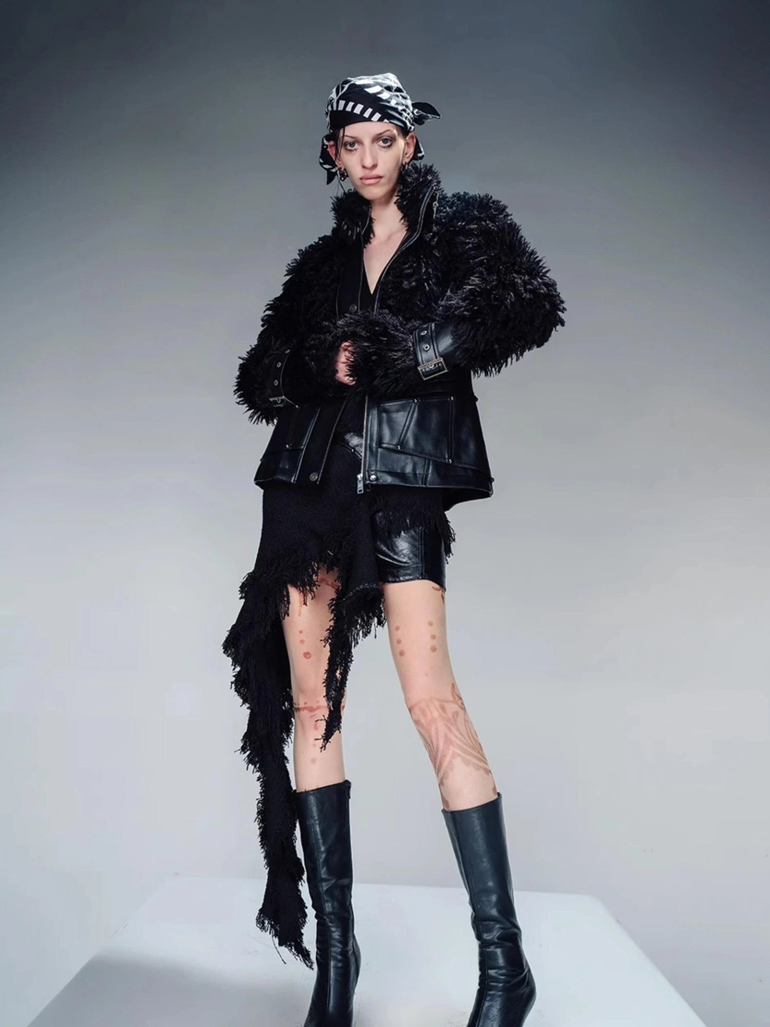 Faux Fur Lined Short Jacket With Crystal Velvet Interior