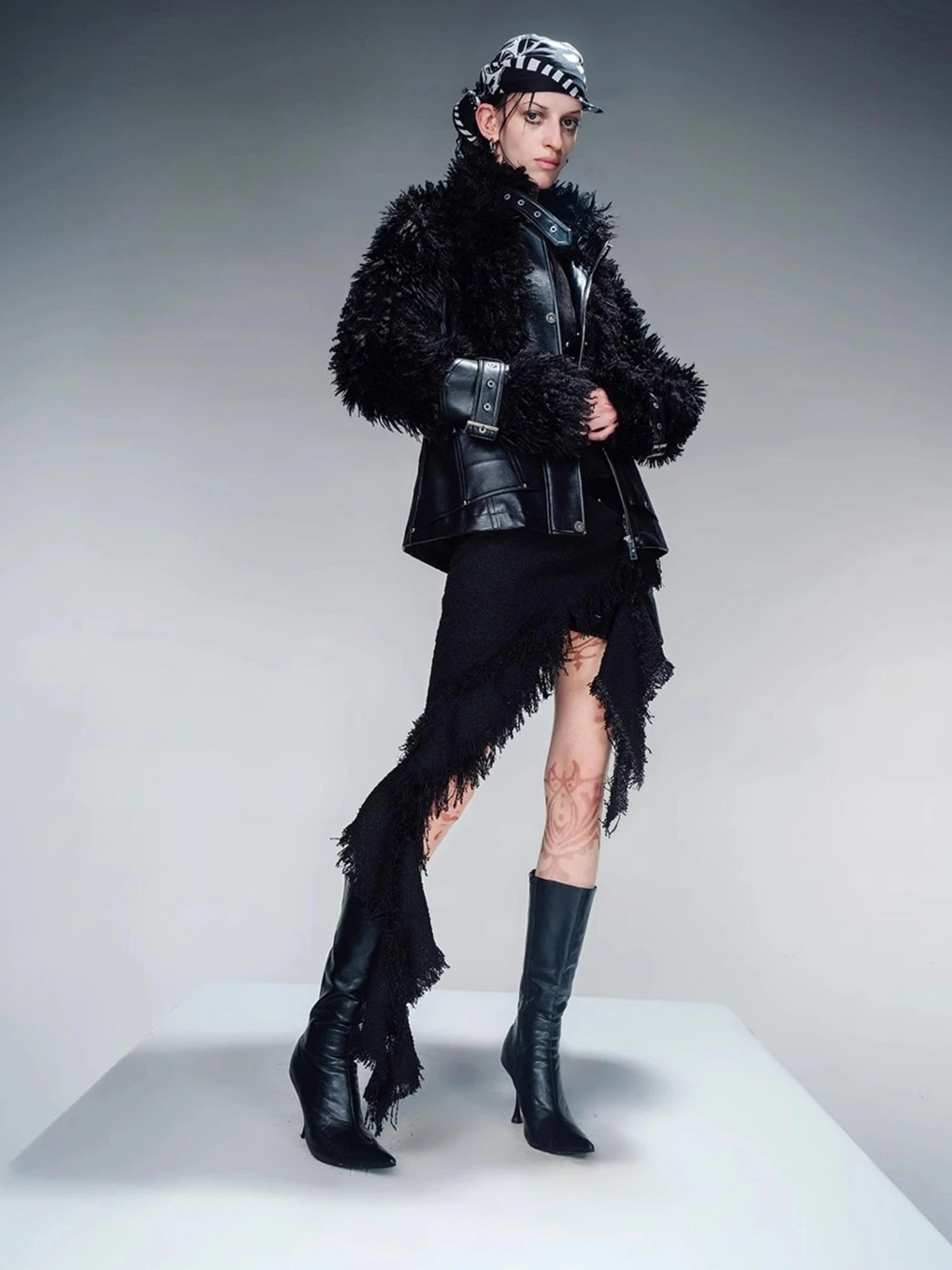 Faux Fur Lined Short Jacket With Crystal Velvet Interior