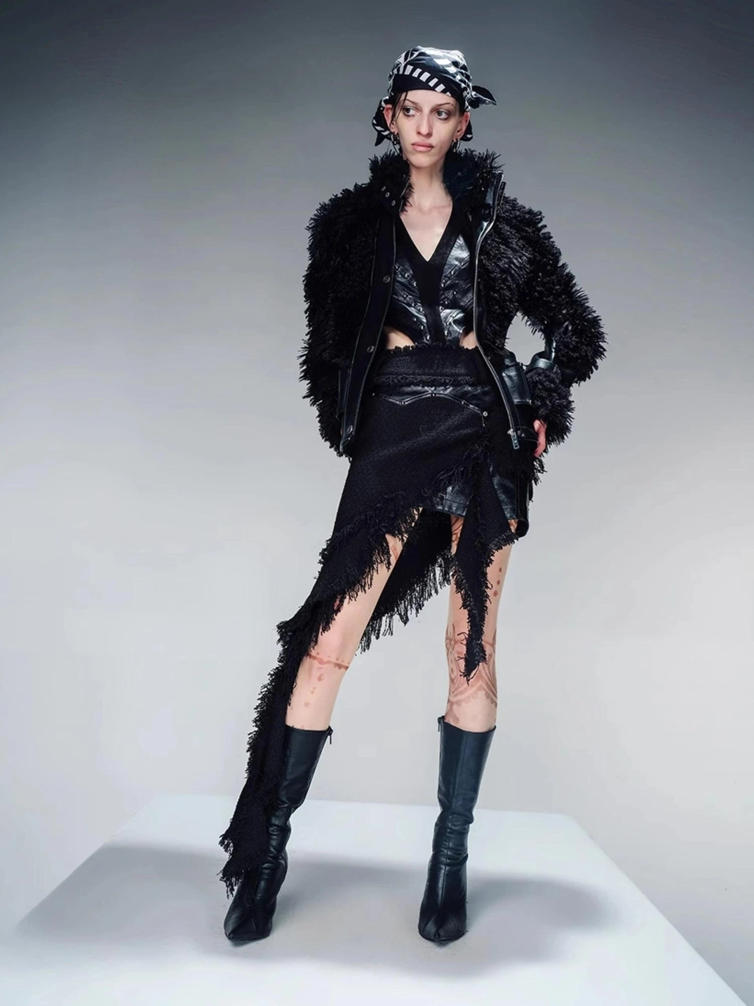 Faux Fur Lined Short Jacket With Crystal Velvet Interior