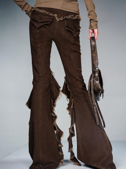 NN NORTH NODE Flared Denim Pants With Asymmetrical Hem