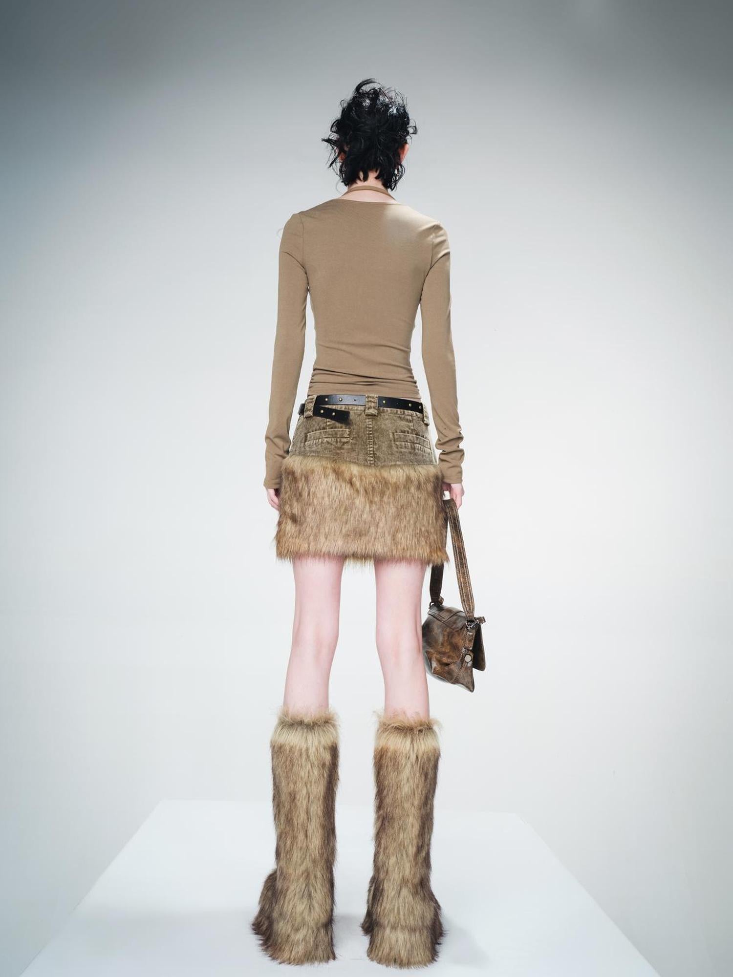 UpdateNN NORTH NODE Flat Arc Leather Paneled Knit Top
