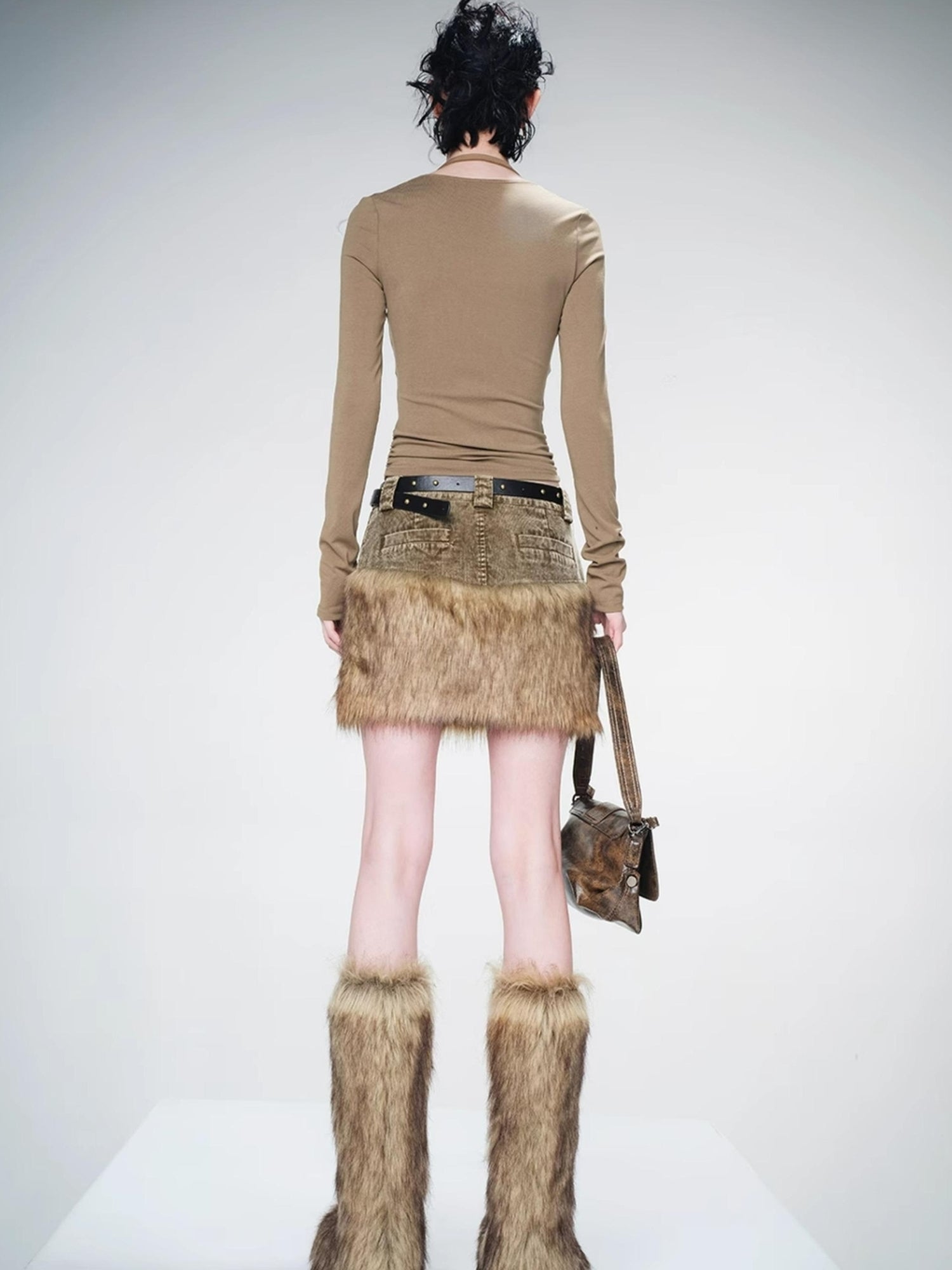 UpdateNN NORTH NODE Flat Arc Leather Paneled Knit Top