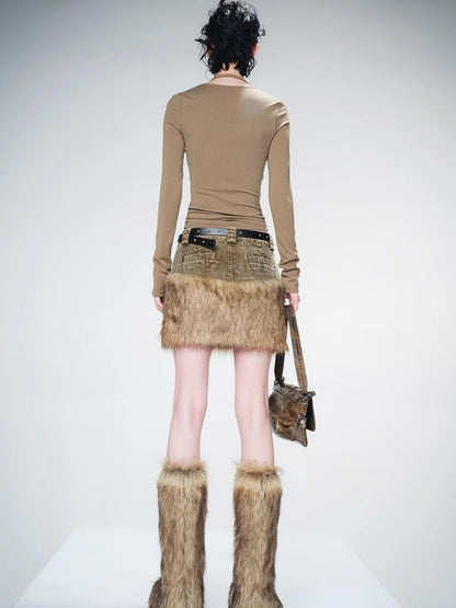UpdateNN NORTH NODE Flat Arc Leather Paneled Knit Top