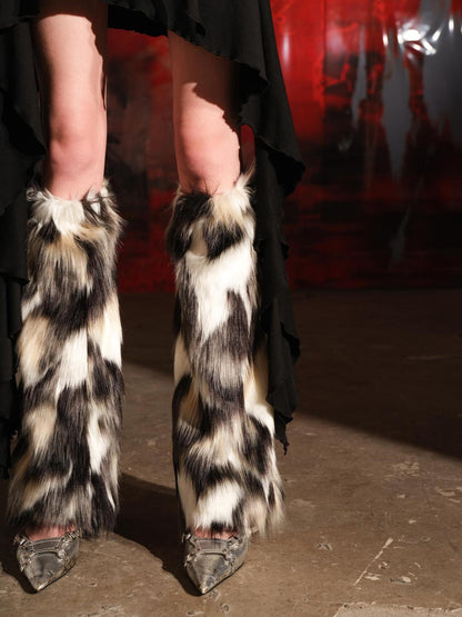 NN NORTH NODE Fleece Leg Warmers With Colorful Fasteners