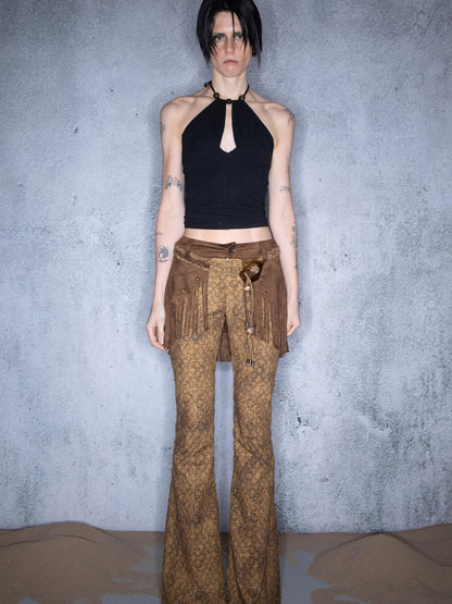 UpdateNN NORTH NODE Fringed Bohemian Print Flared Trousers