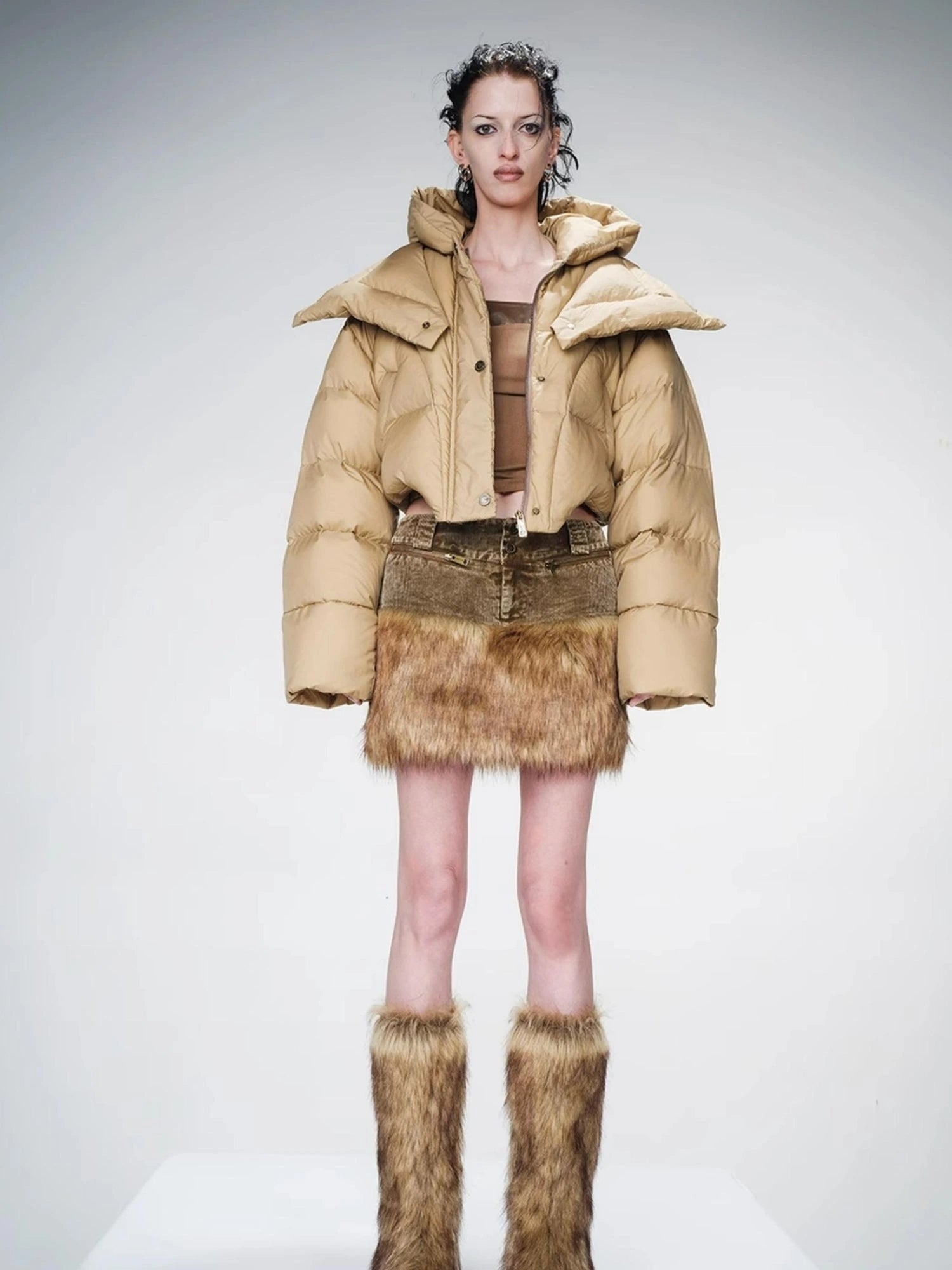 Faux Fur Leg Warmers with Adjustable Lacing